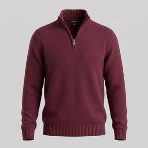 Croft & Barrow Men XXL Burgundy Sweater Quarter Zip Pullover Ribbed Cotton Blend